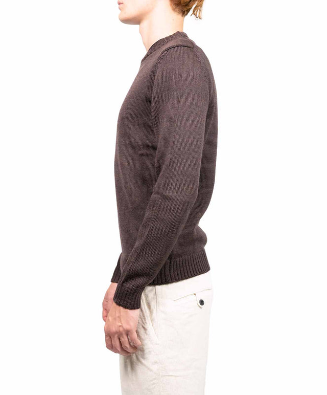 Zanone - MAGLIONE IN LANA GIROCOLLO MARRONE SCURO