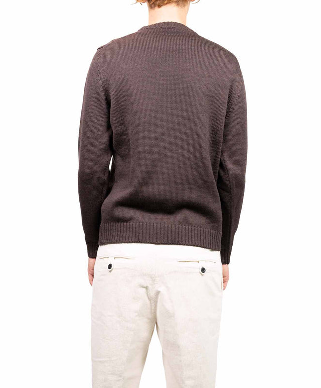 Zanone - MAGLIONE IN LANA GIROCOLLO MARRONE SCURO