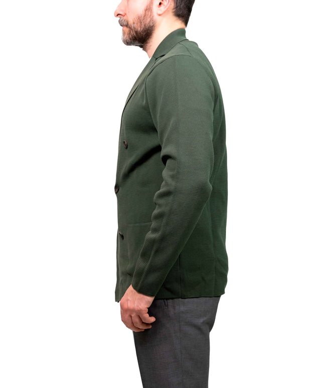 Cardigan Doppio Petto Punto Milano verde inglese di Filippo De Laurentiis