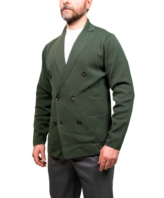 Cardigan Doppio Petto Punto Milano verde inglese di Filippo De Laurentiis