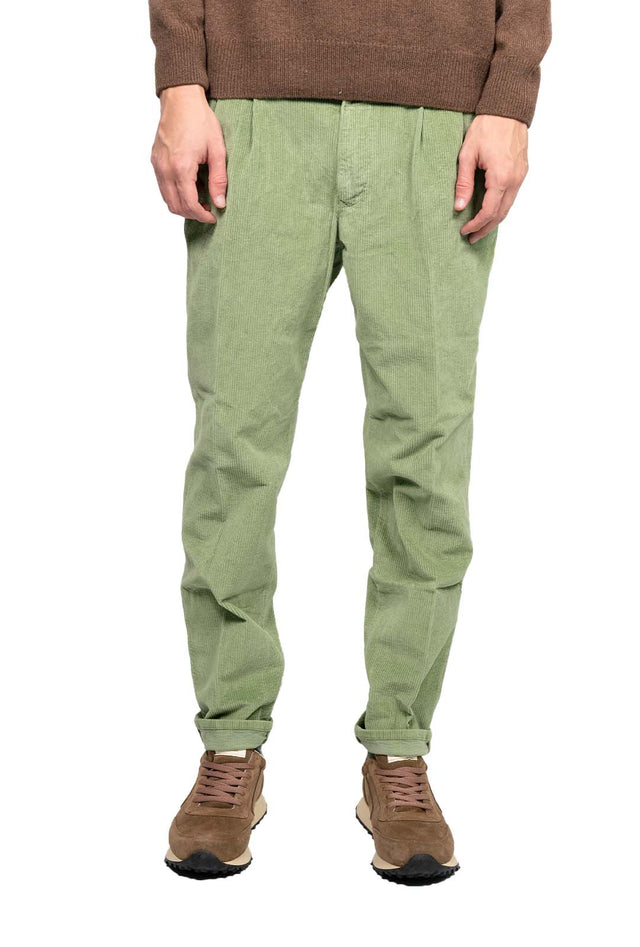 Incotex Slacks - velluto verde salvia