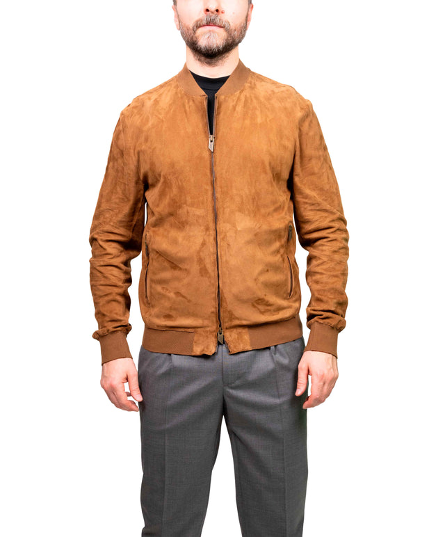 Bomber Minimal Tabacco camoscio
