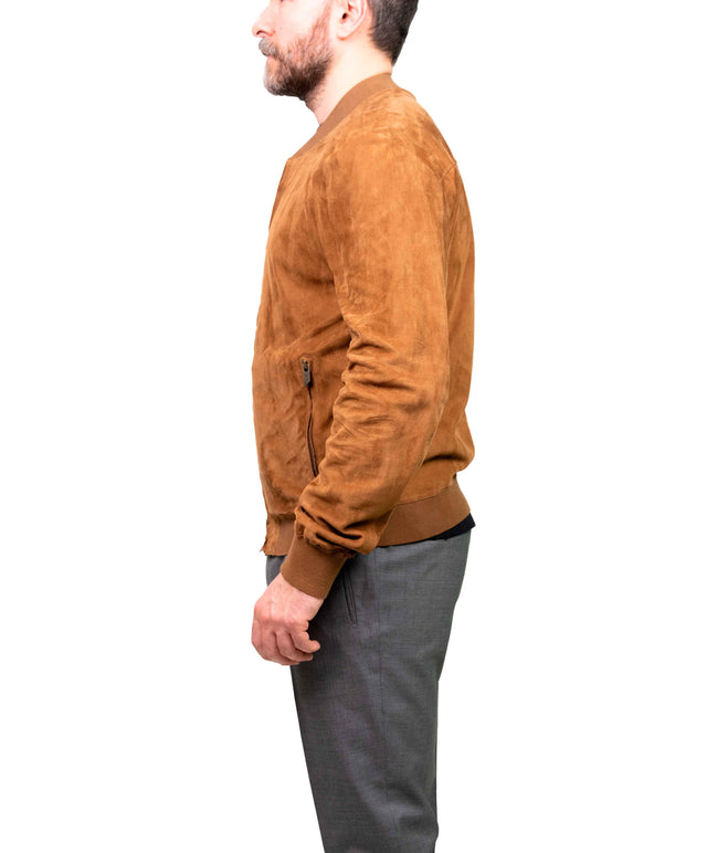 Bomber Minimal Tabacco camoscio
