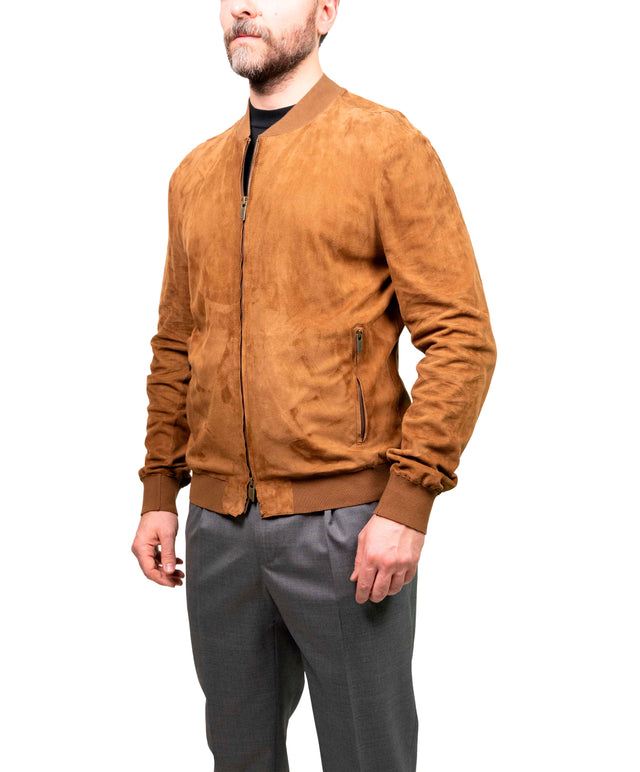 Bomber Minimal Tabacco camoscio