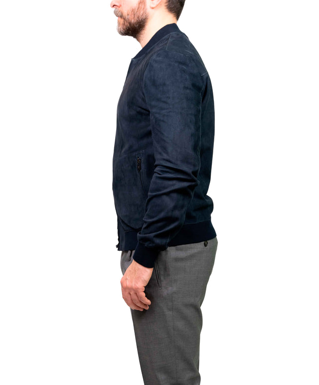 Bomber Minimal blu camoscio
