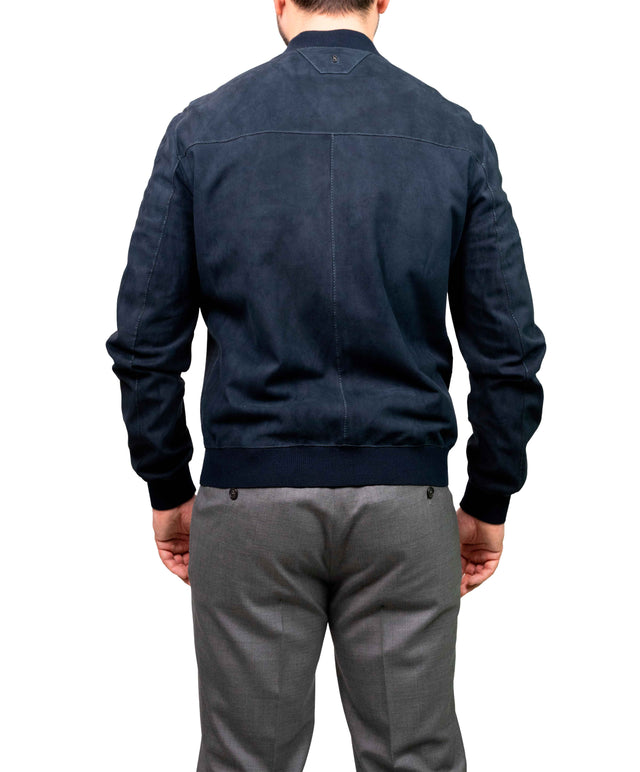 Bomber Minimal blu camoscio