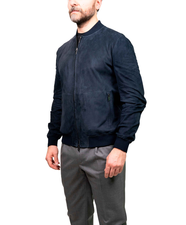 Bomber Minimal blu camoscio