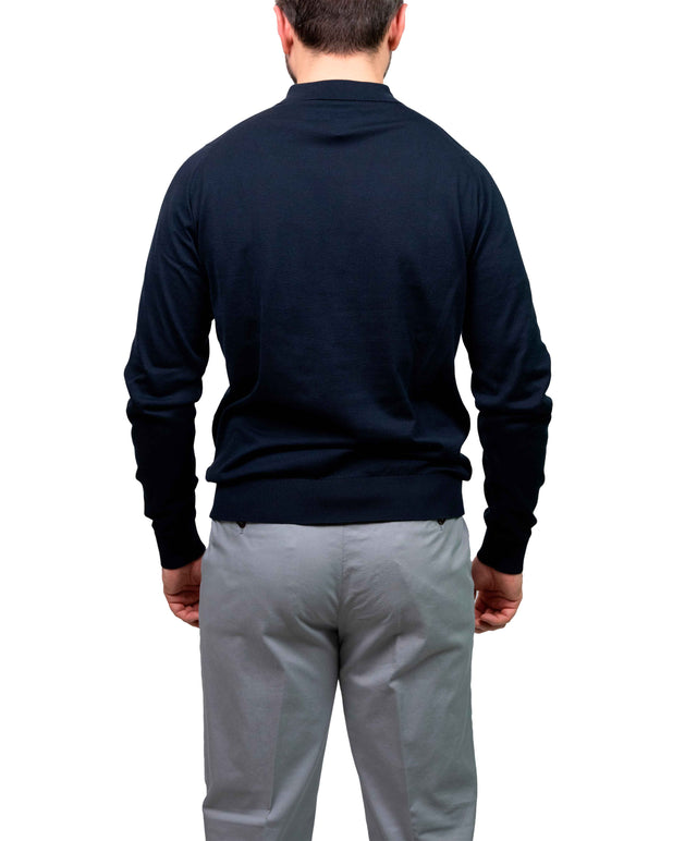 John Smedley - Polo Bradwell - Blu a maniche lunghe