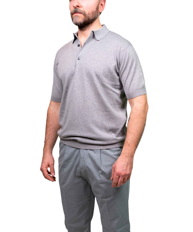 John Smedley - Polo Adrian - Grigio chiaro a maniche corte
