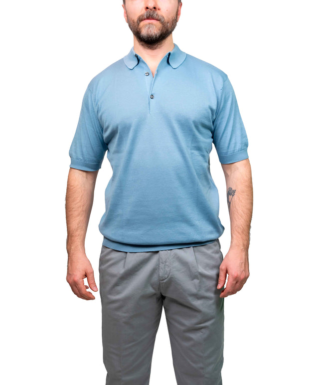 Polo John Smedley Adrian azzurro chiaro a maniche corte