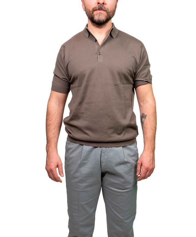 Polo John Smedley Adrian marrone chiaro a maniche corte