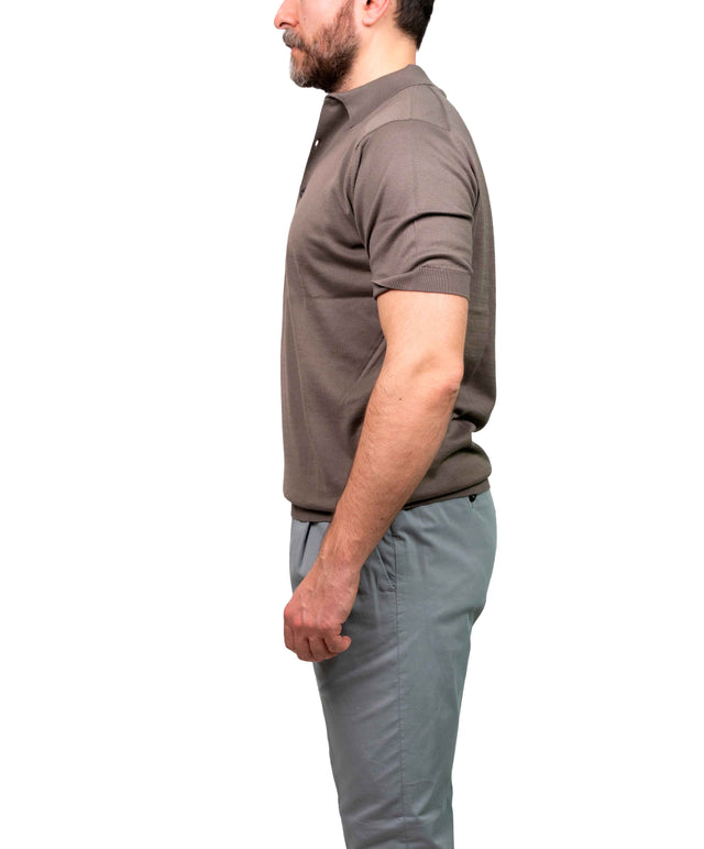 Polo John Smedley Adrian marrone chiaro a maniche corte