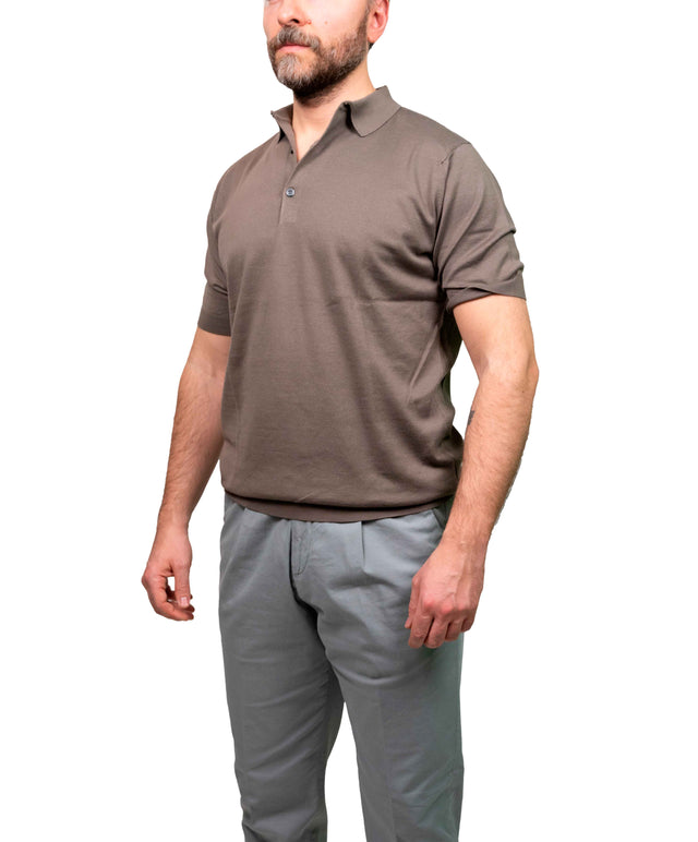 Polo John Smedley Adrian marrone chiaro a maniche corte