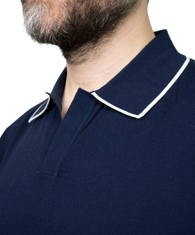 Skipper polo - blu bordino bianco - MC2 Saint Barth