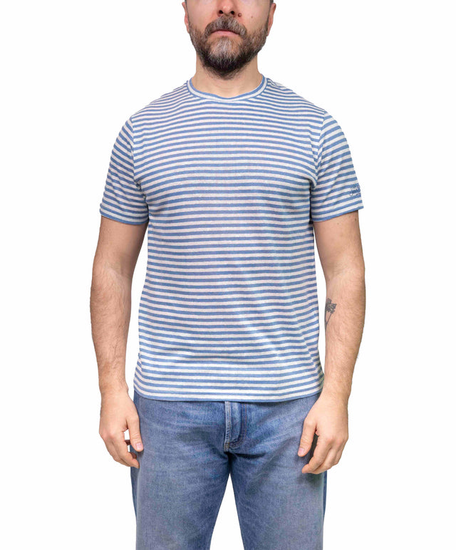 T-shirt lino rigata - blu - MC2 Saint Barth