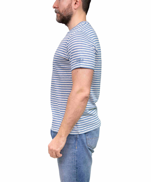 T-shirt lino rigata - blu - MC2 Saint Barth