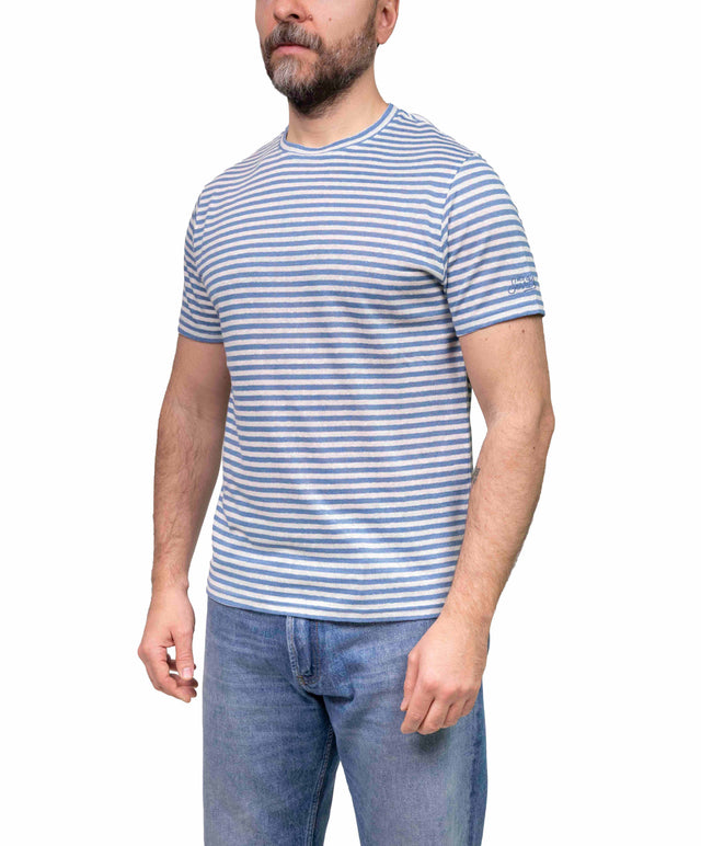 T-shirt lino rigata - blu - MC2 Saint Barth