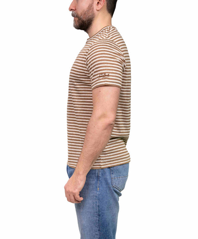 T-shirt lino rigata - marrone - MC2 Saint Barth