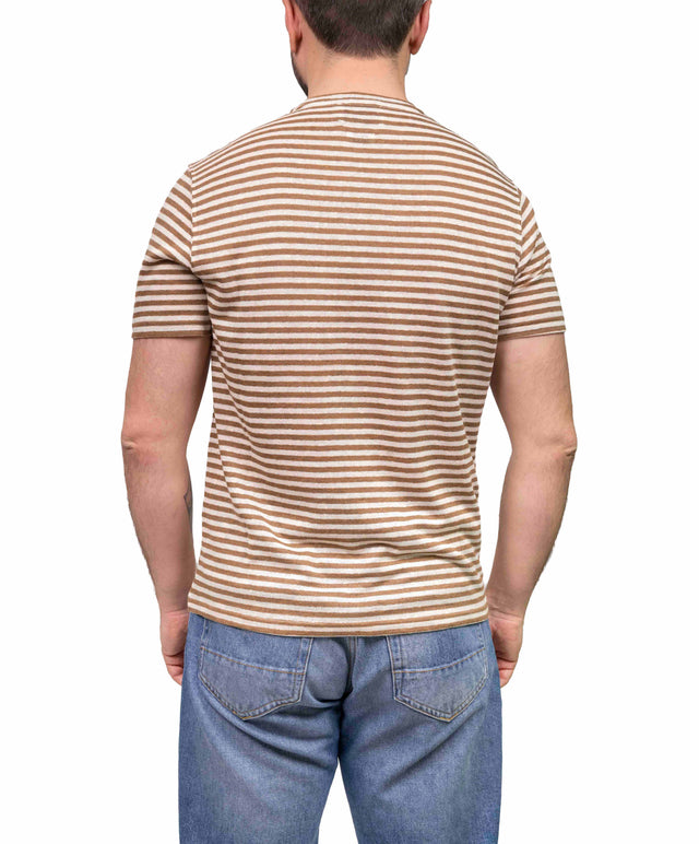 T-shirt lino rigata - marrone - MC2 Saint Barth