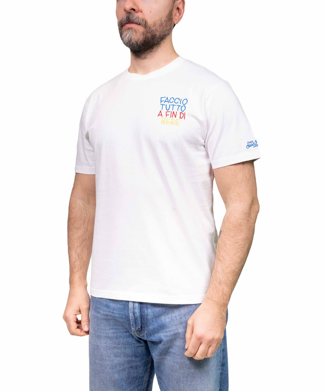 T-shirt “faccio tutto a fin di bere” - bianca - MC2 Saint Barth