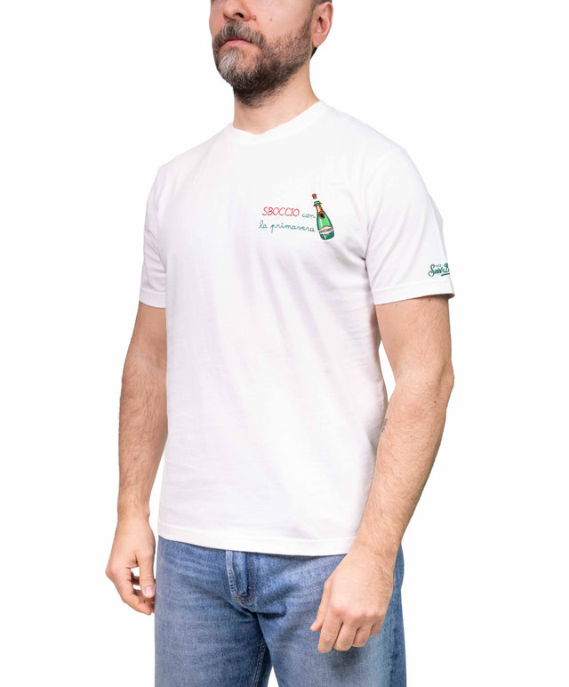 T-shirt “Sboccio con la primavera” - bianca - MC2 Saint Barth