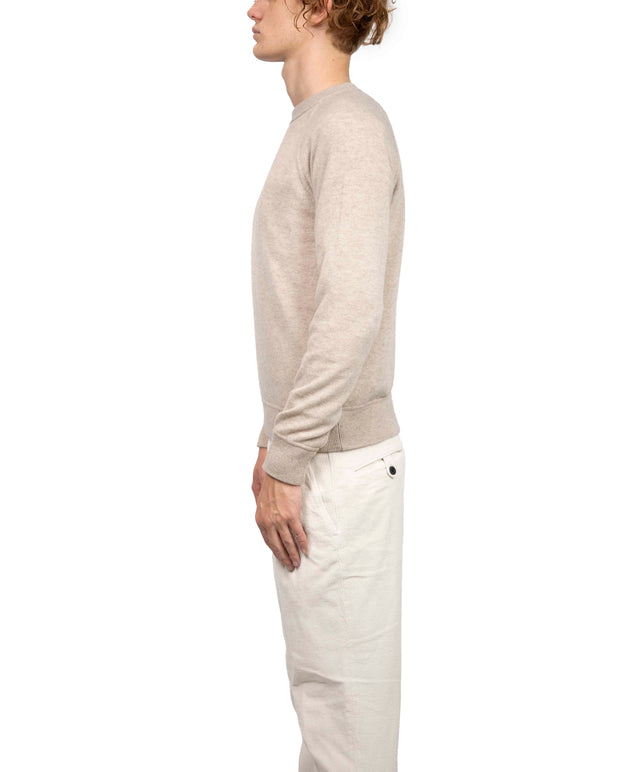 Original Vintage Style - felpa girocollo 100% cashmere beige silver