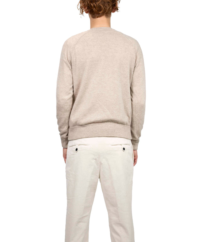 Original Vintage Style - felpa girocollo 100% cashmere beige silver