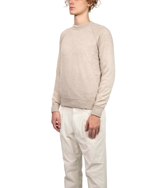 Original Vintage Style - felpa girocollo 100% cashmere beige silver