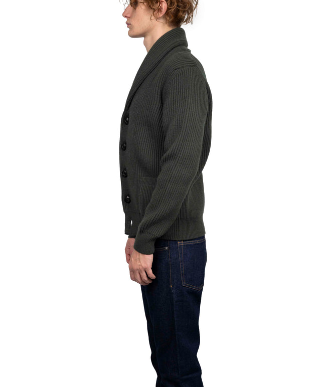 The Oracle Cashmere - Cardigan Lana Cashmere Verde Militare
