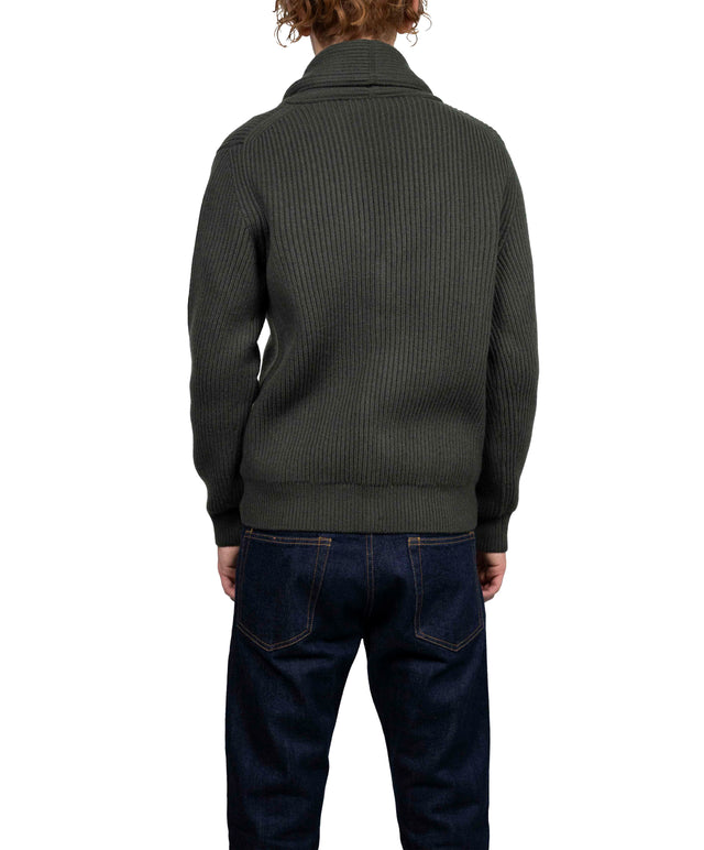 The Oracle Cashmere - Cardigan Lana Cashmere Verde Militare