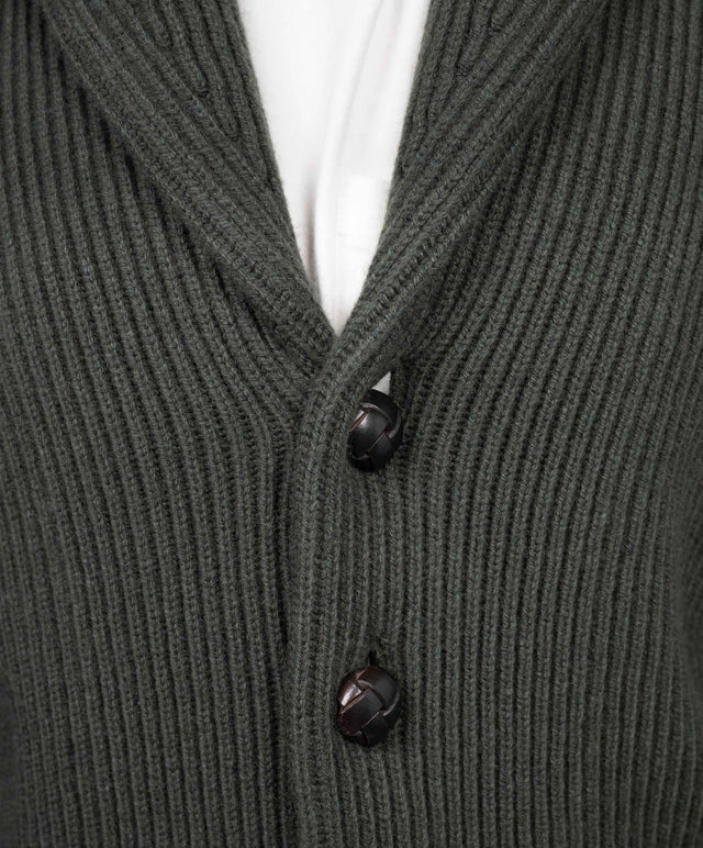 The Oracle Cashmere - Cardigan Lana Cashmere Verde Militare