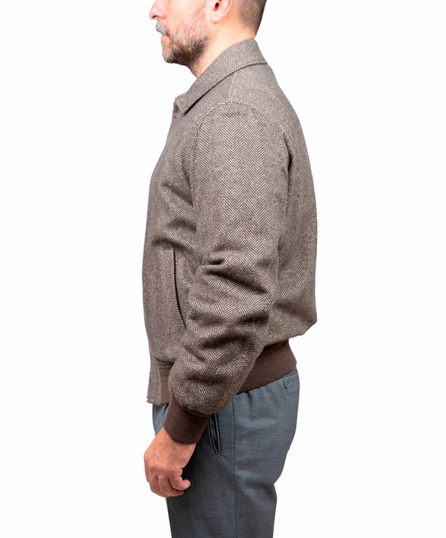 Montecore - bomber in cashmere e seta colore marrone