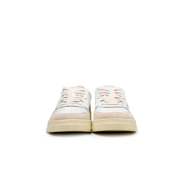 Sneaker Autry - Medialist low in pelle e suede beige e rossa