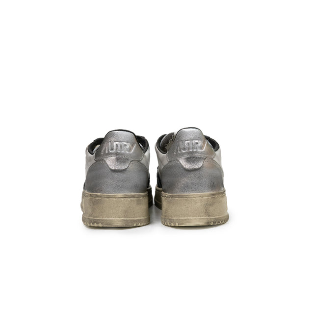 Sneaker Autry - MEDALIST LOW SUPER VINTAGE bianco nero e argento
