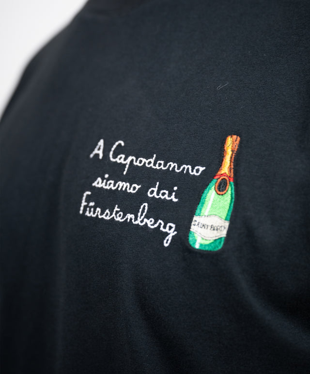 Saint Barth t-shirt “a capodanno siamo dai furstenberg”, nera
