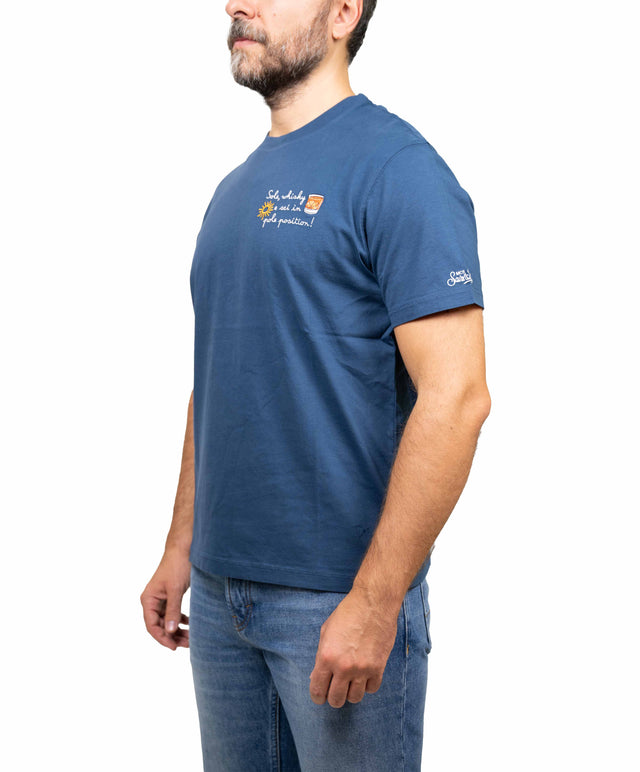 Saint Barth t-shirt “sole, whisky e sei in pole position”, blu