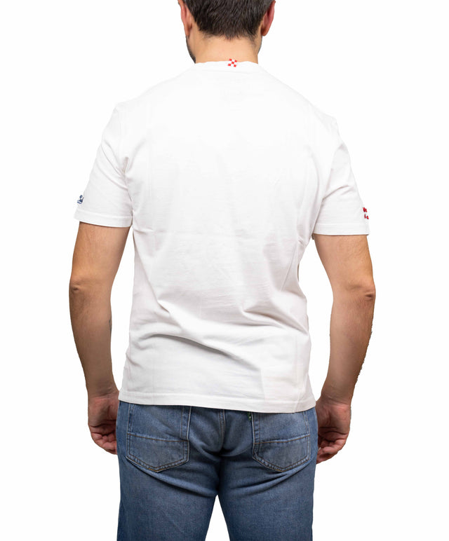 Saint Barth t-shirt “Sole, whisky e sei in pole position”, bianca