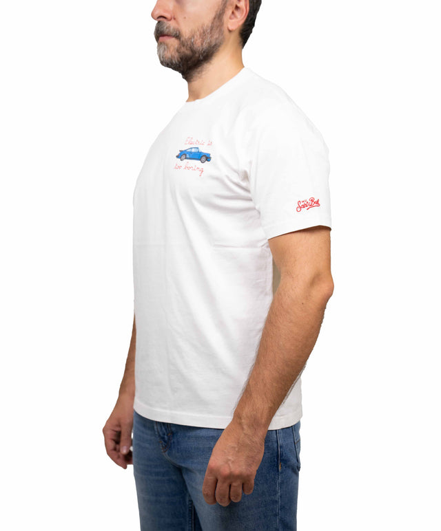 Saint Barth t-shirt “Electric is too boring”, bianca