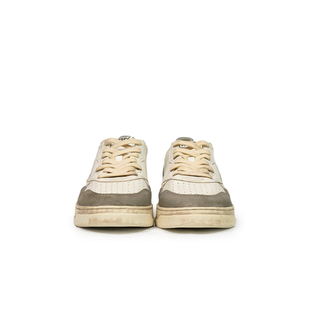 Sneaker Autry - Super vintage low in pelle e suede bianche, military e smeraldo