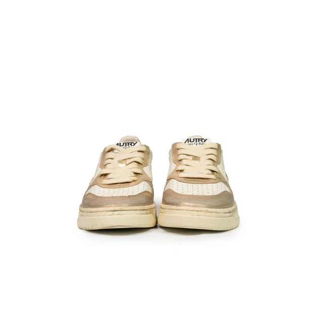 Sneaker Autry - Super vintage low in pelle color bianco, metal gold e grape