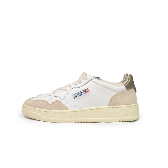 Sneaker Autry - Medialist low in pelle e suede verde militare e beige