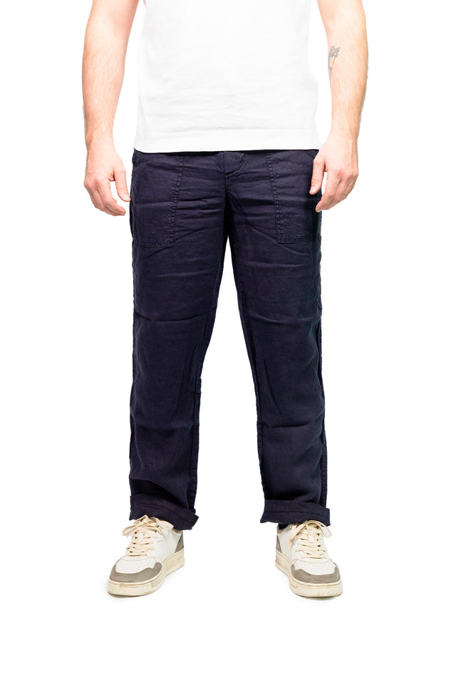 Pantalone Keeling Fatigue lino blu