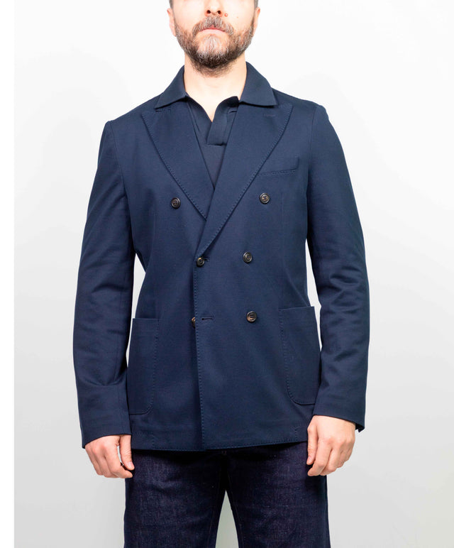 Piquet doppio petto blu scuro
