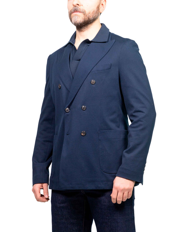 Piquet doppio petto blu scuro