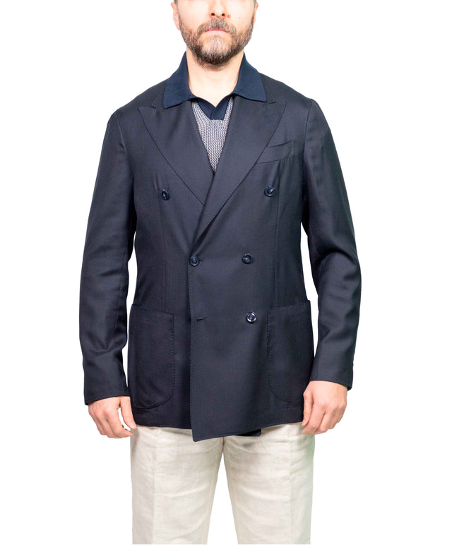 Giacca Ach doppiopetto cachemire blu