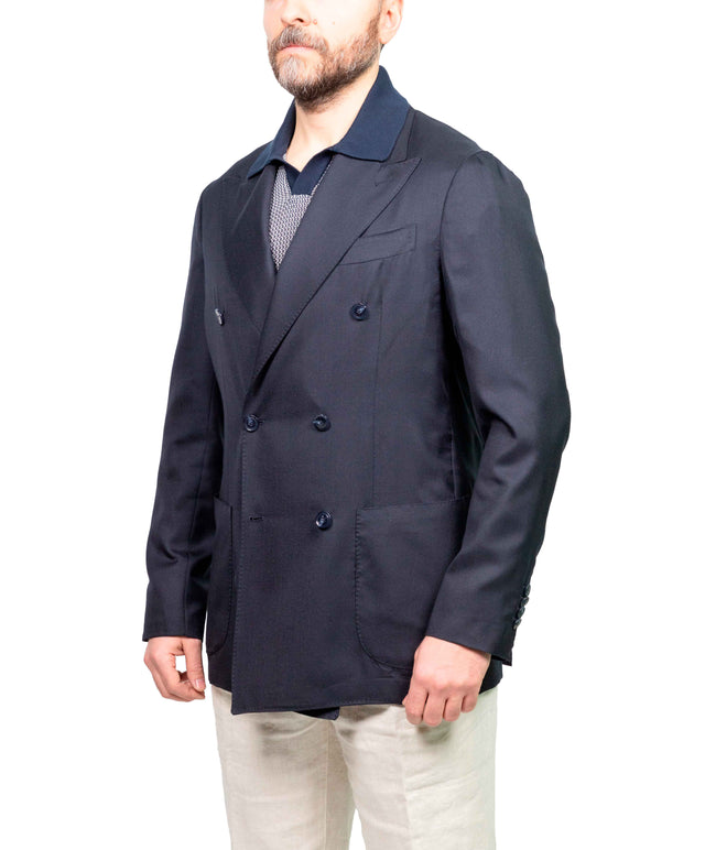 Giacca Ach doppiopetto cachemire blu