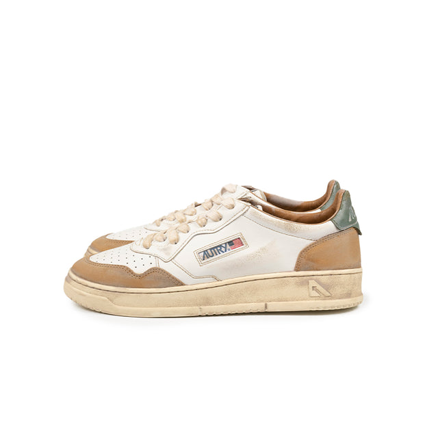 Sneakers Autry - Medalist Low Super Vintage in pelle e suede (Bianco, Beige e Grigio)