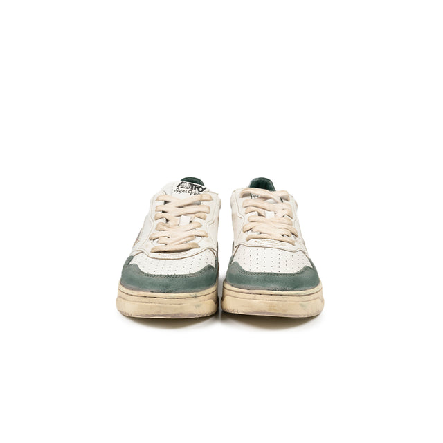 Sneakers Autry - Medalist Low Super Vintage in pelle e suede (Bianco, Verde e Argento)