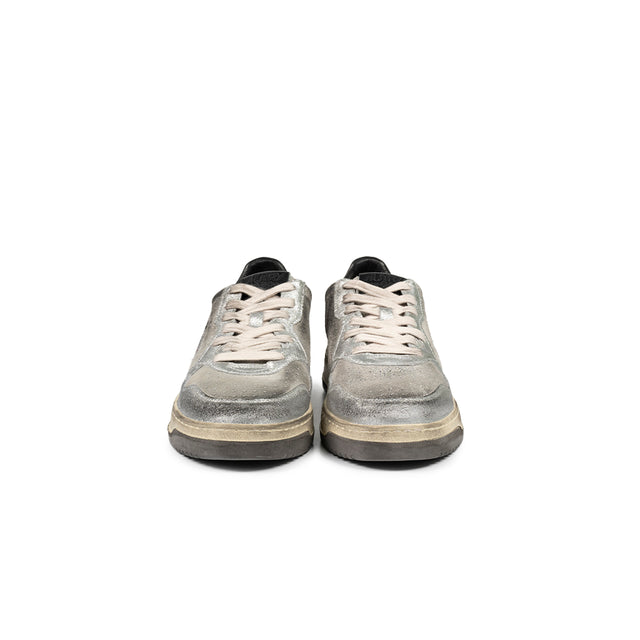 Sneakers Autry - Medalist Low Super Vintage in pelle (Bianco, Nero e Argento)