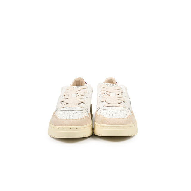 Sneakers Autry - Medalist Low suede e pelle (Bianco, Viola e Beige)